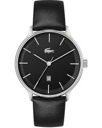 Lacoste - Club Quartz Stainless Steel And Leather Strap Watch - Lyst