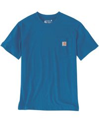 Carhartt - , , K87 Lockeres, schweres, kurzärmliges T-Shirt mit Tasche, Meeresblau meliert, XXL - Lyst