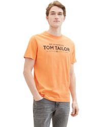 Tom Tailor - Basic Crewneck T-Shrt mit Logo-Print aus Baumwolle - Lyst