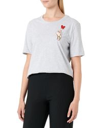 Love Moschino - Regular Fit Short Sleeves With Heart Olographic Print T Shirt - Lyst