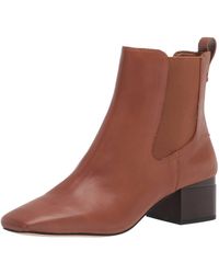 Franco Sarto - S Waxton Square Toe Ankle Bootie Hazelnut Brown Leather 6 W - Lyst