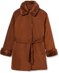 Geox W Kaula Coat Abrigo de Pelo sintético - Marrón