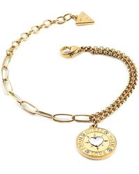 Guess Armband Herz Romantik UBB70087-S Gold Edelstahlkugeln Swarovski Herz-Logo  plattiert in Mettallic - Sparen Sie 21% | Lyst DE