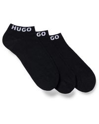 HUGO - S 3p As Uni Cc Three-pack Of Logo-cuff Socks In An Ankle Length - Lyst
