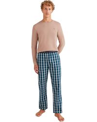 Tommy Hilfiger Cn LS-Conjunto de pantalón Tejido Juego de Pijama - Azul