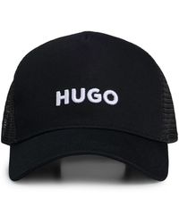 HUGO - S Marsel-trucker Cotton-twill Cap With Mesh Panels - Lyst