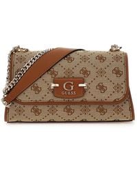 Guess - Neda Convertible Xbody Flap Bag Latte Logo - Lyst