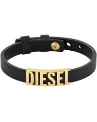 DIESEL - All-gender Stainless Steel And Leather Bracelet - Lyst