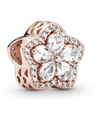 PANDORA - Timeless Sparkling Snowflake 14k Rose Gold-plated Charm With Clear Cubic Zirconia - Lyst