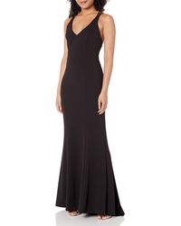 Calvin Klein - Halter Neck Crepe Gown With Low Back - Lyst
