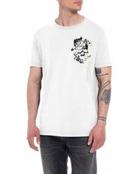 Replay - T-Shirt Kurzarm mit Print - Lyst