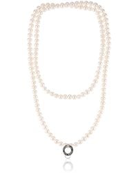 Thomas Sabo - Charm Halskette aus weißen Süßwasserzuchtperlen mit einem 925 Sterling silber Länge: 90.0 cm Breite: 0.7 cm X0055-082-14-L - Lyst