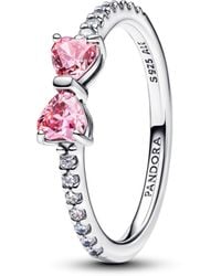 PANDORA - 193510C01 Bague en argent pour femme avec nœud rose scintillant - Lyst