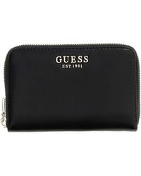 Guess - Portemonnee Laurel Ii Slg Medium Zip Around Wallet Black Zwart - Lyst