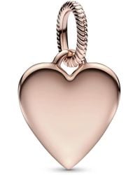 PANDORA - Gravierbarer Herz Charm-Anhänger aus Sterlingsilber in der Farbe Roségold - Lyst