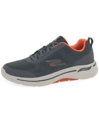 Skechers - Go Walk Arch Fit Idyllic Sneaker,charcoal Textile/synthetic/orange Trim,10.5 Uk - Lyst
