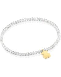 Tous - Bracelet élastique avec boules rondes de labradorite et motif d'ours plaqué or 18 carats sur argent - Lyst