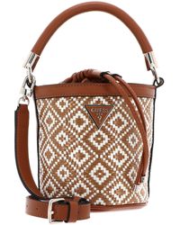 Guess - Rianee Drawstring Bucket Cognac - Lyst