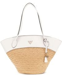 Guess - Borsa a tracolla shopper borsa Venere Large Tote Natural/Cream White marrone chiaro - Lyst