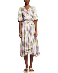 Esprit - Collection Midi-jurk In Crinkle-look Met Allover-print - Lyst