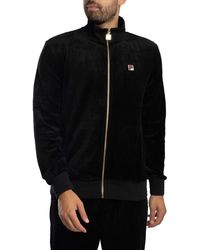 Fila - Uomo Giacca Da Tuta In Velluto Nero - Lyst