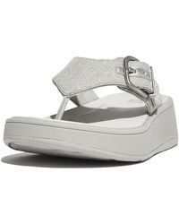 Fitflop - F-mode Buckle Shimmerlux Flatform Toe-post Sandals Wedge - Lyst