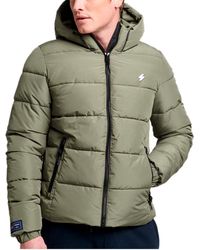 Superdry - S Hooded Sports Puffer Jacket Olive Green - Lyst