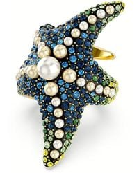 Swarovski - Idyllia cocktailring, kristallperlen, seestern, mehrfarbig, goldlegierungsschicht - Lyst
