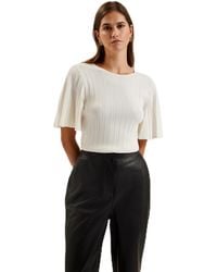Ted Baker - S Wmk-iivanna-crew Neck Fluted Sleeve Knit Top Blouse - Lyst