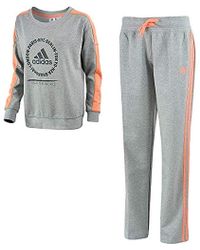 adidas Relax Cott Suit Trackies Tracksuit Leisure Suit Grey - Gray