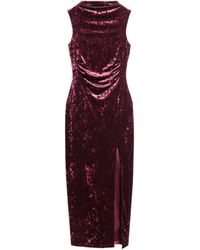 Superdry - Maxikleid aus Samt Portweinrot 44 - Lyst