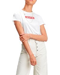 Levi's - The Perfect Tee T-Shirt,Box Tab White+,S - Lyst