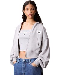 Calvin Klein - Donna Felpa French Terry Badge Logo in Cotone - Lyst