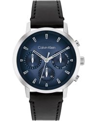 Calvin Klein - Montre Analogique Multifunction à Quartz pour Collection Gauge avec Bracelet en Cuir Noir - 25200497 - Lyst