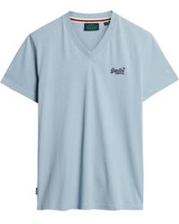 Superdry - Essential Logo T-Shirt aus Bio-Baumwolle mit V-Ausschnitt Porzellanblau L - Lyst