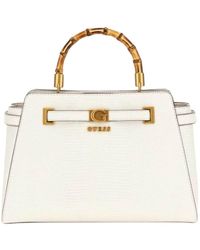 Guess - Borsa A o 2 Compartment Satchel Con ici Bamboo Sibel HWKB9506060 Bianco - Lyst