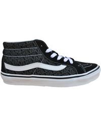 Vans - Trainers Shoes Sk8-mid Reissue Leather Textile Black Grey - Lyst