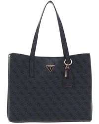 Guess - Meridian Girlfriend Tote Coal Logo - Lyst