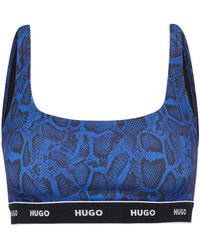 HUGO - Snakeskin-print Bikini Top With Logo Band - Lyst