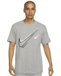 Nike - Court T Shirt S Swoosh Logo Tee Short Sleeve Classic T Shirt Grey Dq3944 063 New - Lyst