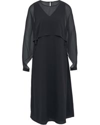 Comma, - Langes Chiffon-Kleid mit raffiniertem Layering Navy 44 - Lyst