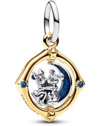 PANDORA - Disney Mickey Mouse & Minnie Mouse Tweekleurige Draaiende Maan Hangende Bedel - Lyst