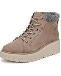 Dr. Scholls - Dr. Scholl's Nice Day Max Alpine Lace Up Bootie Ankle Boot Mocha Taupe Fabric 8.5 M - Lyst