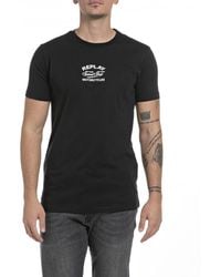 Replay - T-Shirt Kurzarm Schriftzug und Backprint - Lyst