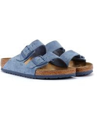 Birkenstock - Arizona Suede Elemental Blue Sandals - Eur 36 - Lyst