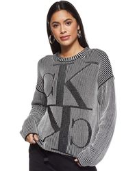 Calvin Klein Mirrored Monogram Cn Suéter - Blanco