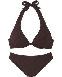 S.oliver - Bügel-Bikini-Set in braun mit Strukturmuster und Neckholder - Lyst