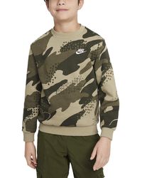 Nike - Fd3172-276 K Club Flc Hbr Crew Camo Sweatshirt Neutral Olijf/neutral Olijf/white Maat L - Lyst
