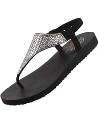 Skechers - Meditation Glamorous Muse Zehentrenner Schwarz/Silber EU 38 - Lyst