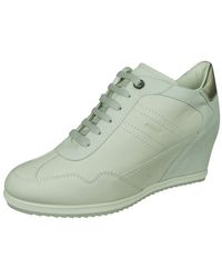 Geox - S Trainers D Illusion B Nappa And Suede Leather Wedge Boots-off White-7.5 - Lyst